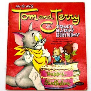 Vintage Tom And Jerry Book 1955 Whitman MGM Birthday Storybook